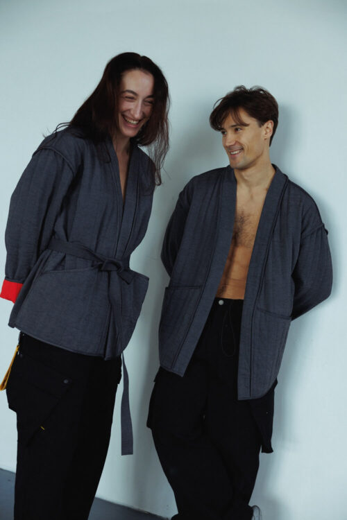 Unisex Gray warm kimono – Gray