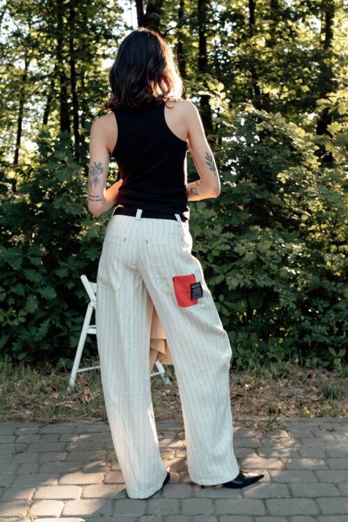 Women’s striped linen pants – Beige