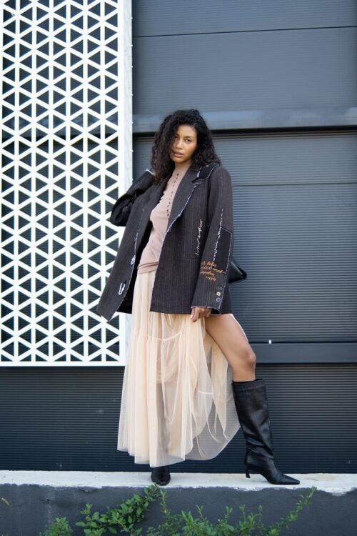 Mesh skirt – Beige