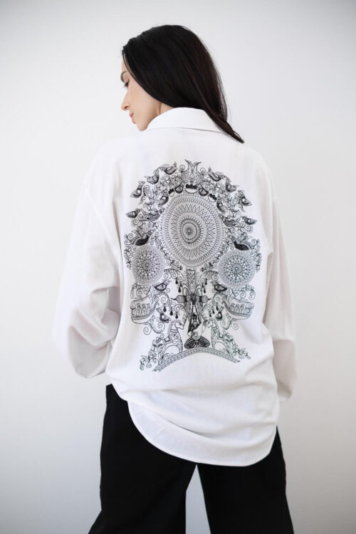 Woman’s shirt with embroidery “Vytynanka” – White