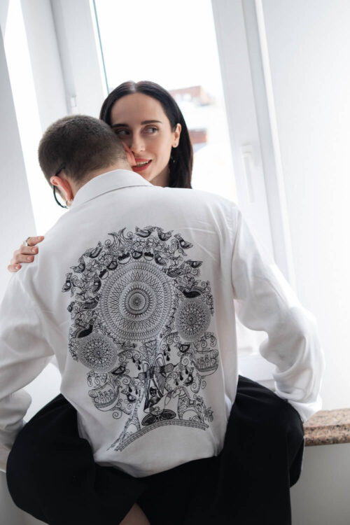 Unisex shirt with embroidery “Vytynanka” – White