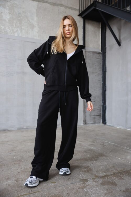 Жіночій худі на блискавці – Чорний