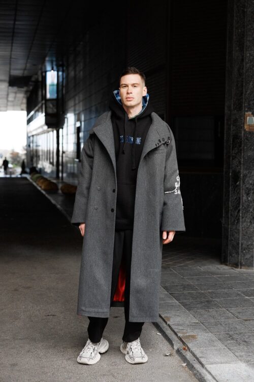 Чоловіче пальто Oversize з утепленням – Сірий